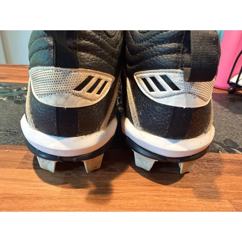 Adidas Icon 6 Bounce Mid Baseball Cleats Black White FX2468 Mens 8.5